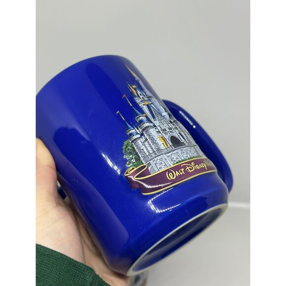 Walt Disney World Souvenir Mug Deep Blue - Magic Kingdom Relief 4.75"| Set of 2 - Picture 7 of 9